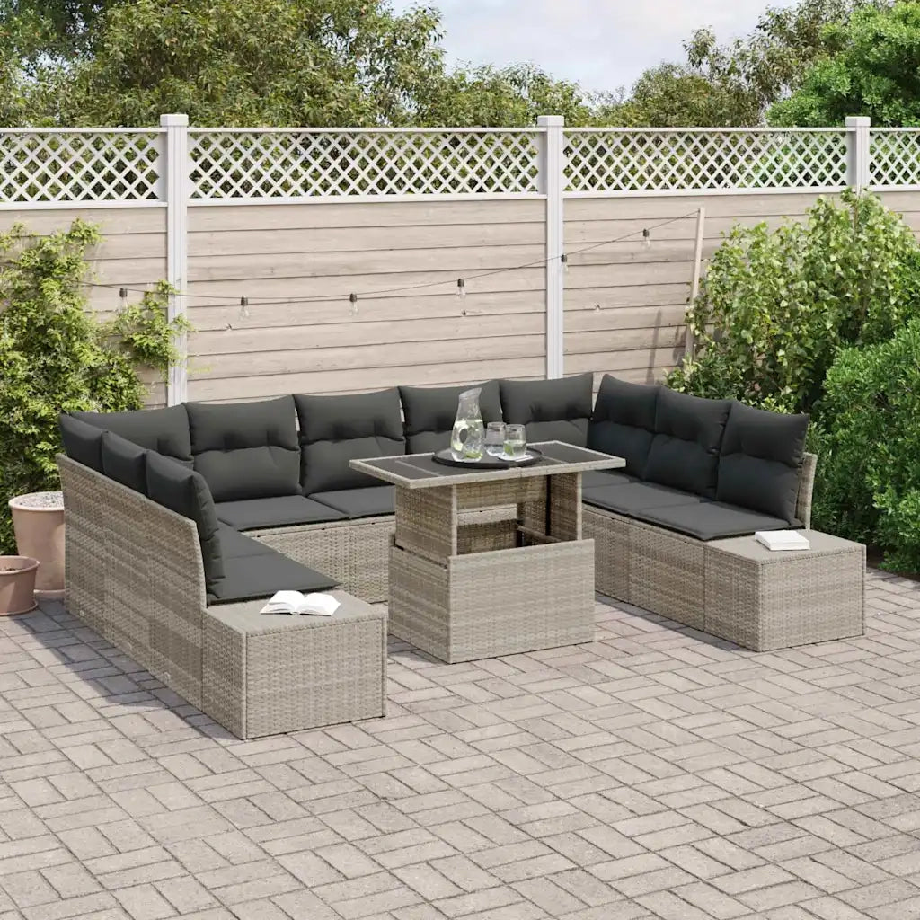 Set Divano da Giardino con cuscino 10 pcs Grigio chiaro 3349248