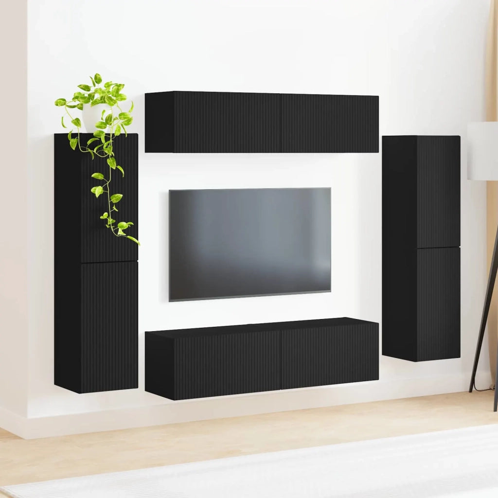 Set mobile TV 8 pcs Nero Legno multistrato 3409133