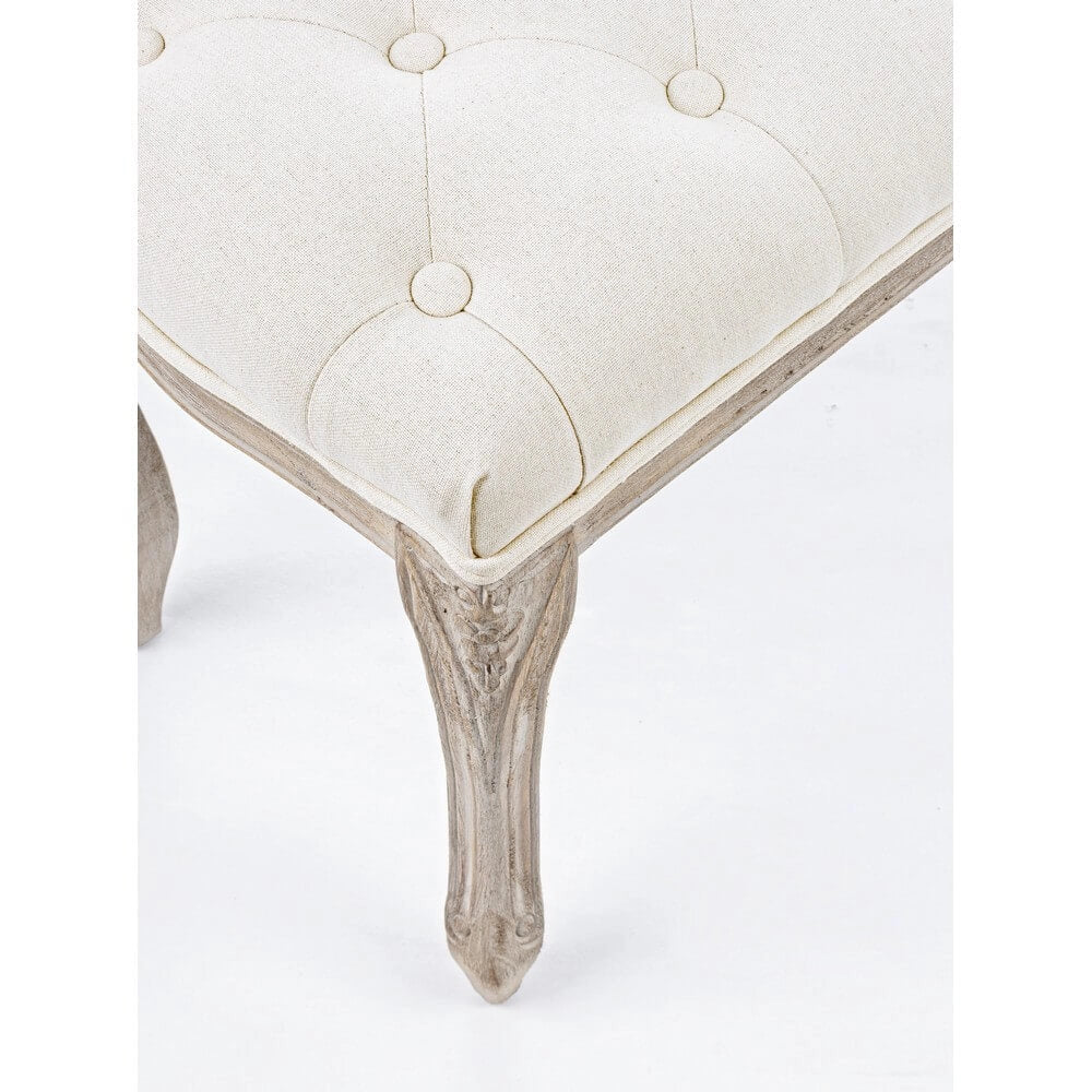 Panca imbottita in tessuto con gambe in legno stile classico - ARIANNA