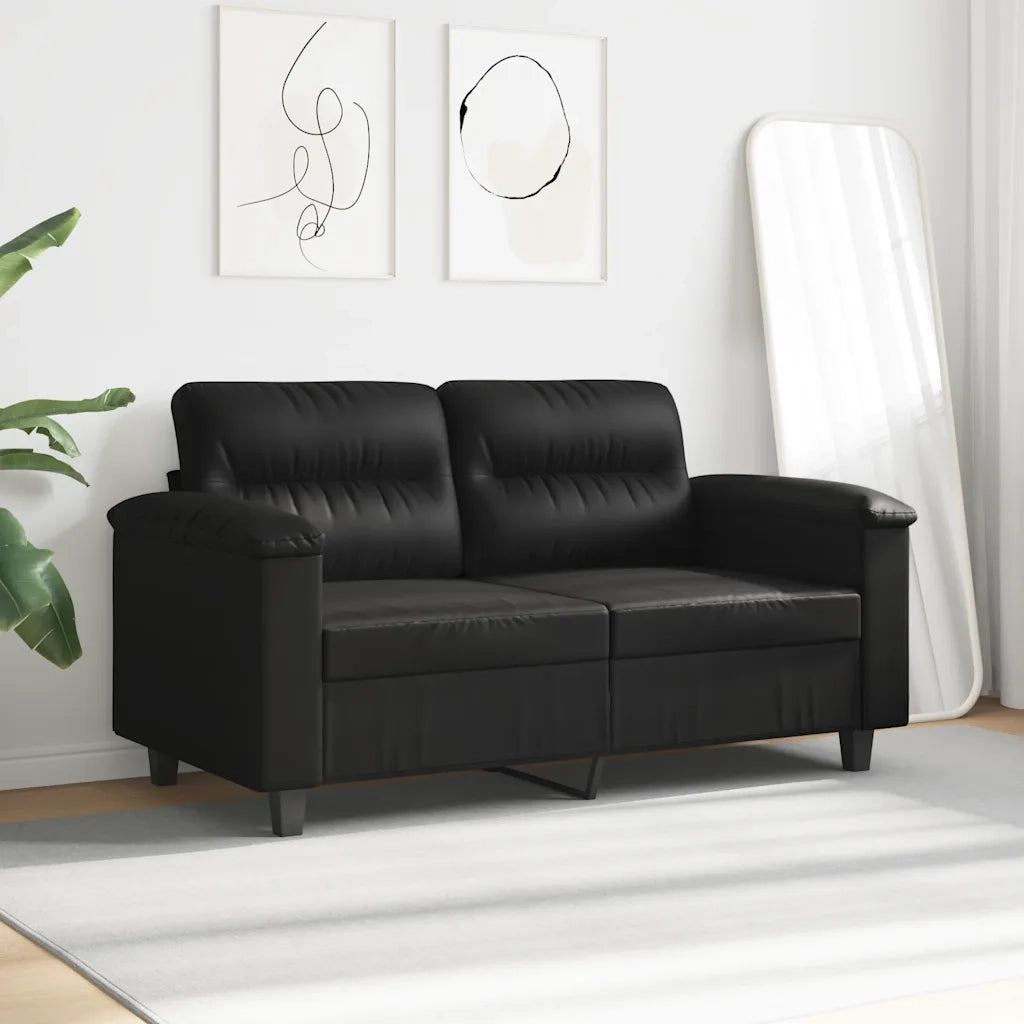 Divano a 2 Posti Nero 120 cm in Tessuto Microfibra 359558