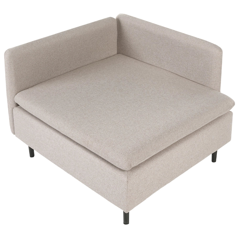 Modulo angolare per divano in tessuto beige a un posto con bracciolo singolo moderno