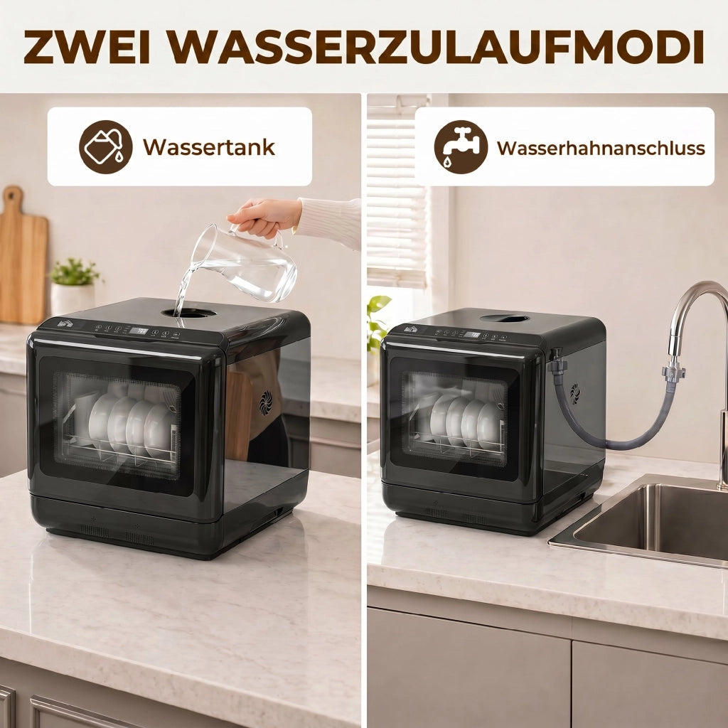Lavastoviglie da tavolo ¨C Minimal ¨C Nero, 4 coperti, 5 programmi, 6 litri