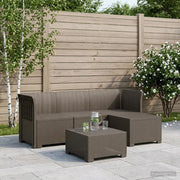 Divano da esterno-Divano da Giardino 4 posti aspetto rattan PP Grigio Chiaro