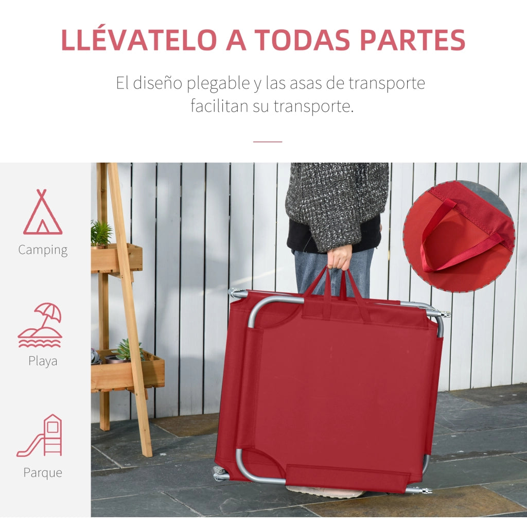 Tumbona Pieghevole con Braccioli ¨C Zephmum ¨C Bordeaux 187x55x24 cm