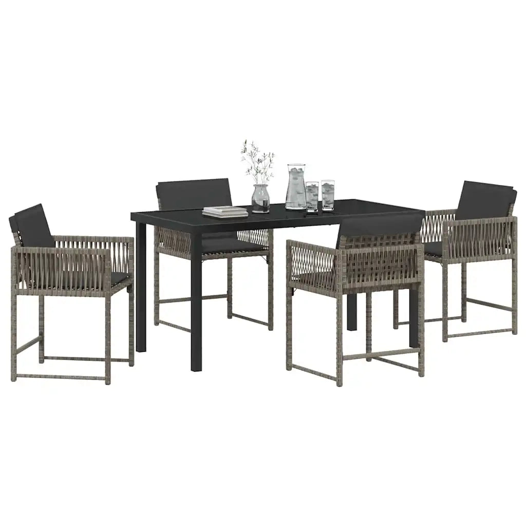 Set da Pranzo per Giardino 5 pcs Grigio polyrattan 3380750