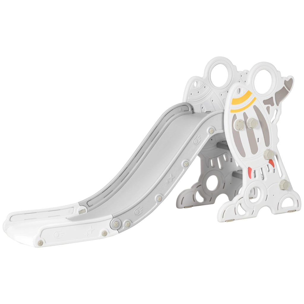 Scivolo per bambini con adesivi ¨C zephmum ¨C grigio, design razzo, 157x46.5x80 cm