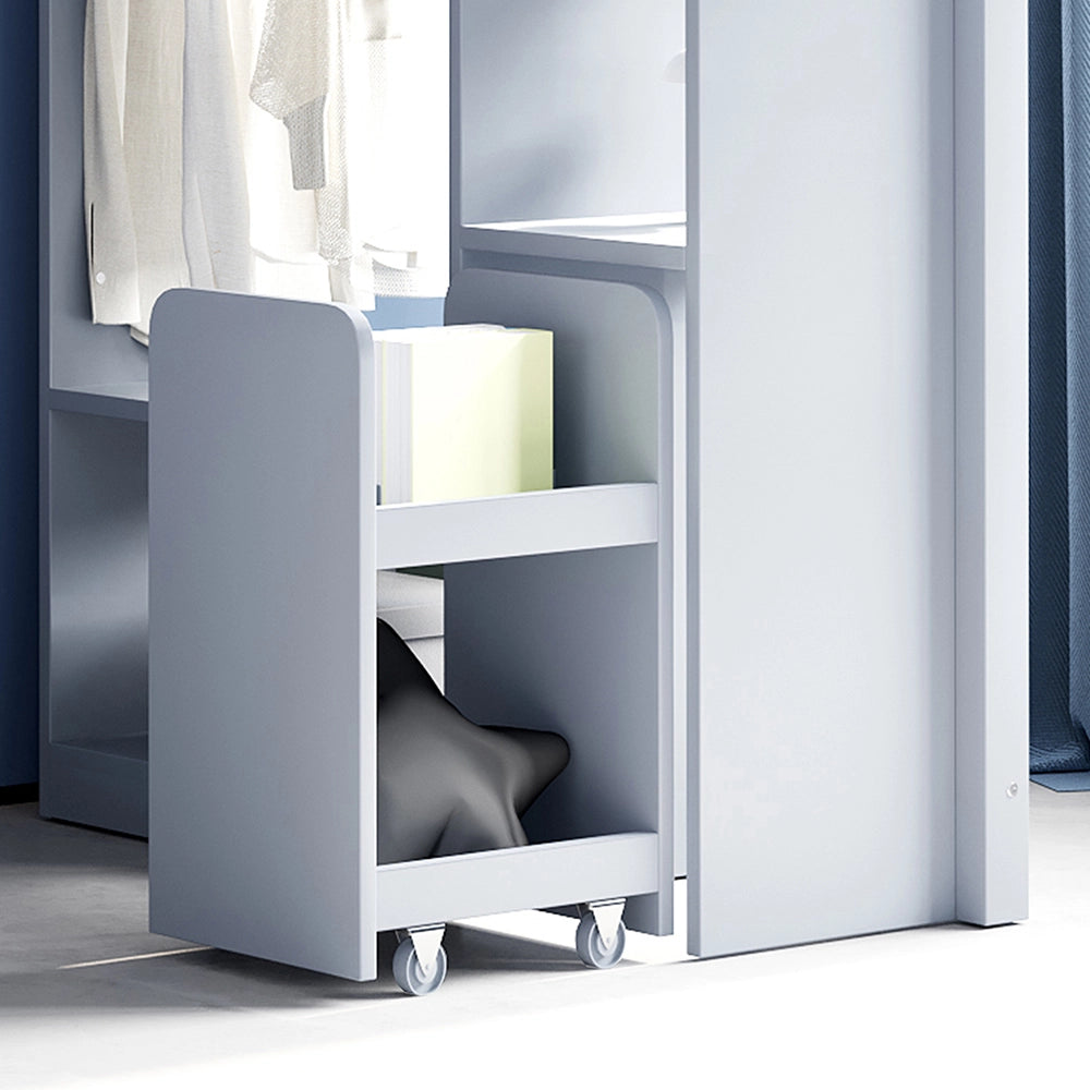 Letto a castello bambini - Xylo - 90x200 cm scaffali grigio