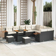 Set Divano da Giardino 13 pcs Nero e Crema polyrattan 3365165
