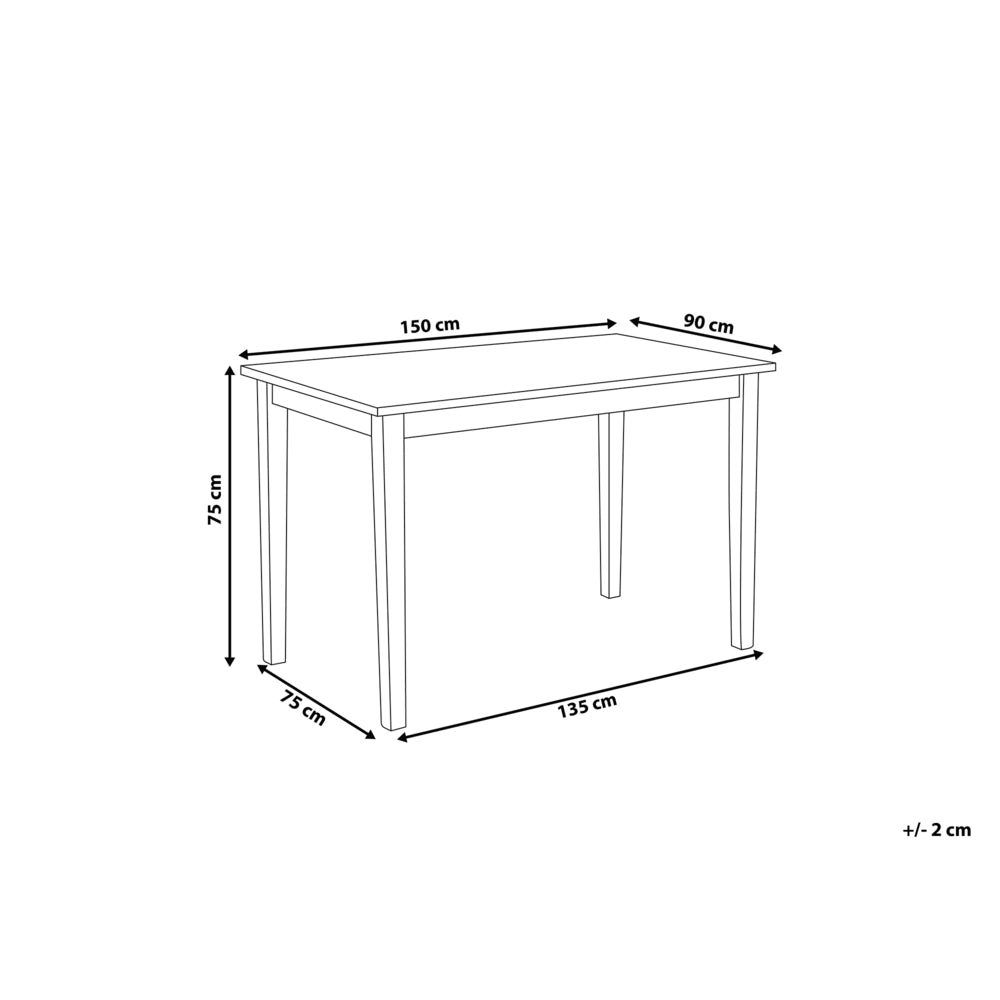 Tavolo da pranzo in legno chiaro e legno di gomma Nero 75 x 150 x 90 cm gambe in legno superficie laccata scandinavo