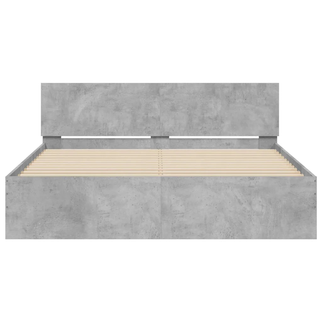 Giroletto con Testiera e LED Grigio Cemento 150x200 cm 3207605