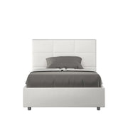 BS COM Letto una piazza e mezza con rete imbottito 120x190 similpelle bianco