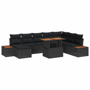 Set da Pranzo per Giardino con cuscino 9 pcs Nero e Marrone