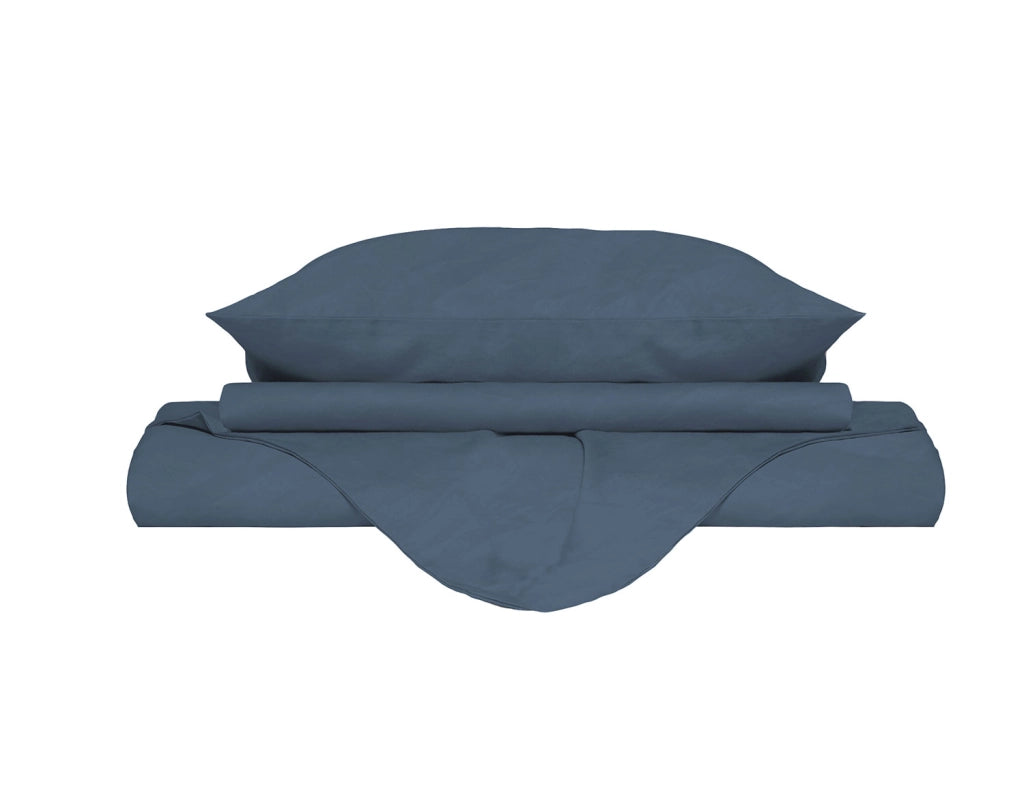 Copripiumino Matrimoniale con Sacco e Federe Linea Water Washed Blu