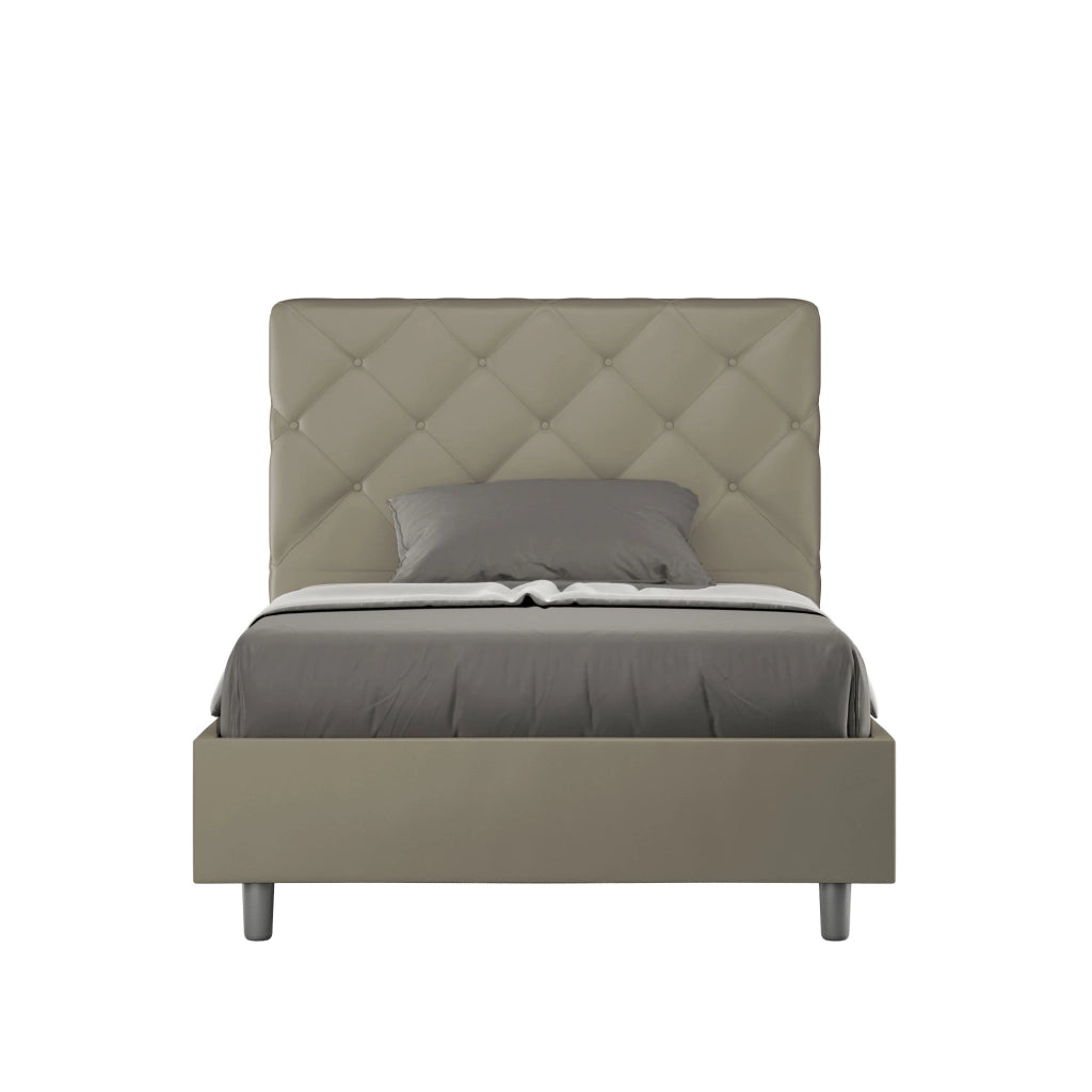 BS COM Letto una piazza e mezza con rete imbottito 120x190 similpelle cappuccino