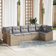 Set di divani con cuscino 7 pcs Beige polyrattan 3346870