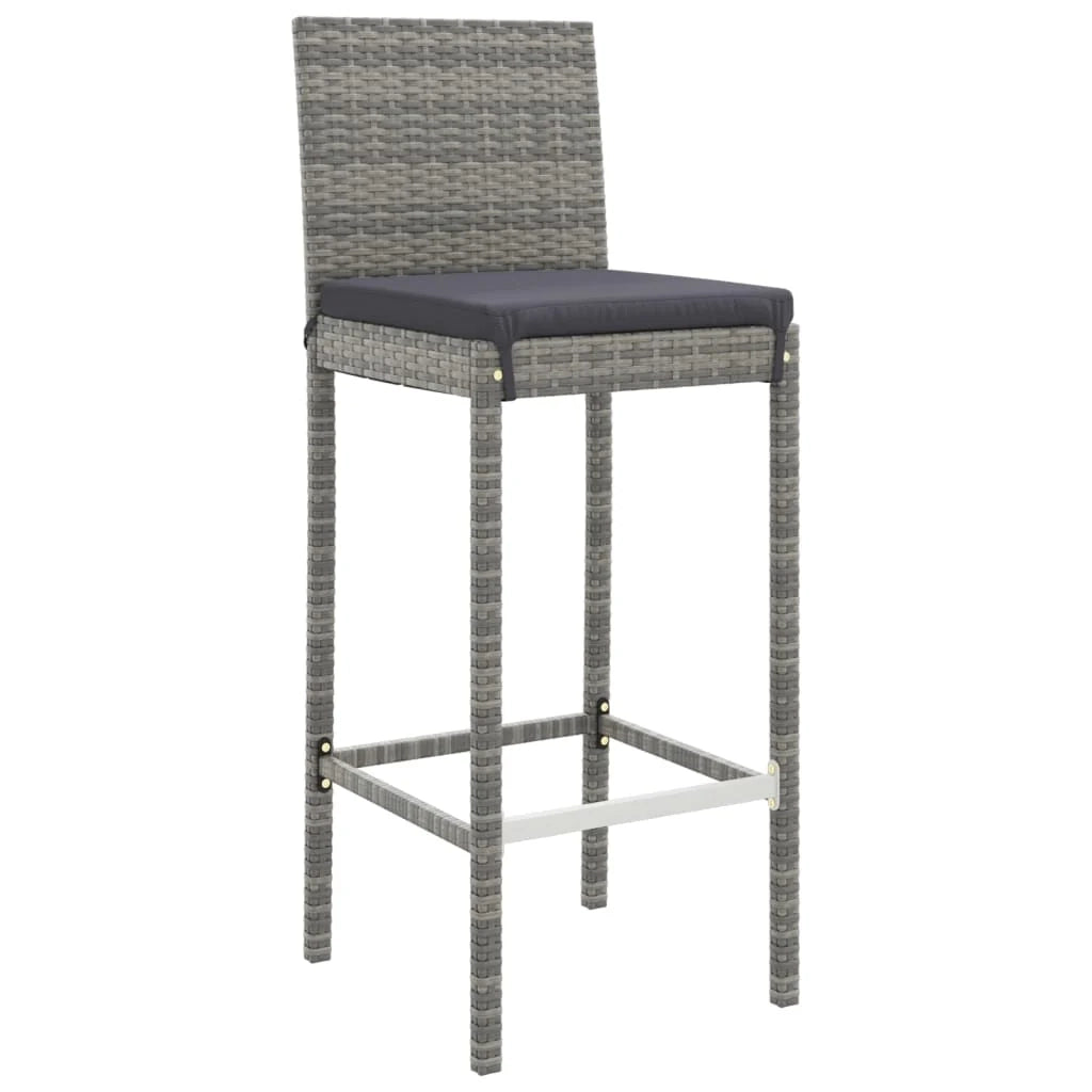 Set bar da giardino da 5 pezzi con cuscini in polyrattan grigio 02_0013386