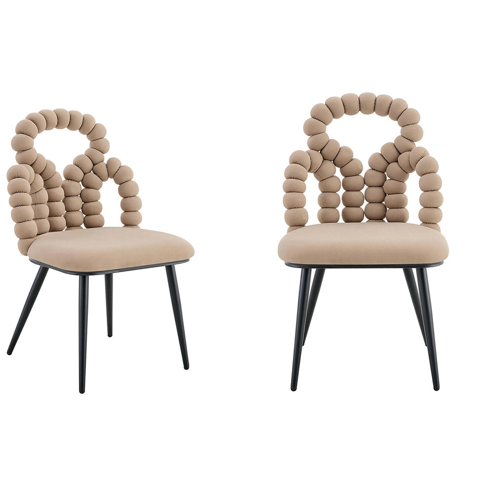 Set 2 sedie da pranzo - Xylo - velluto camel gambe nere