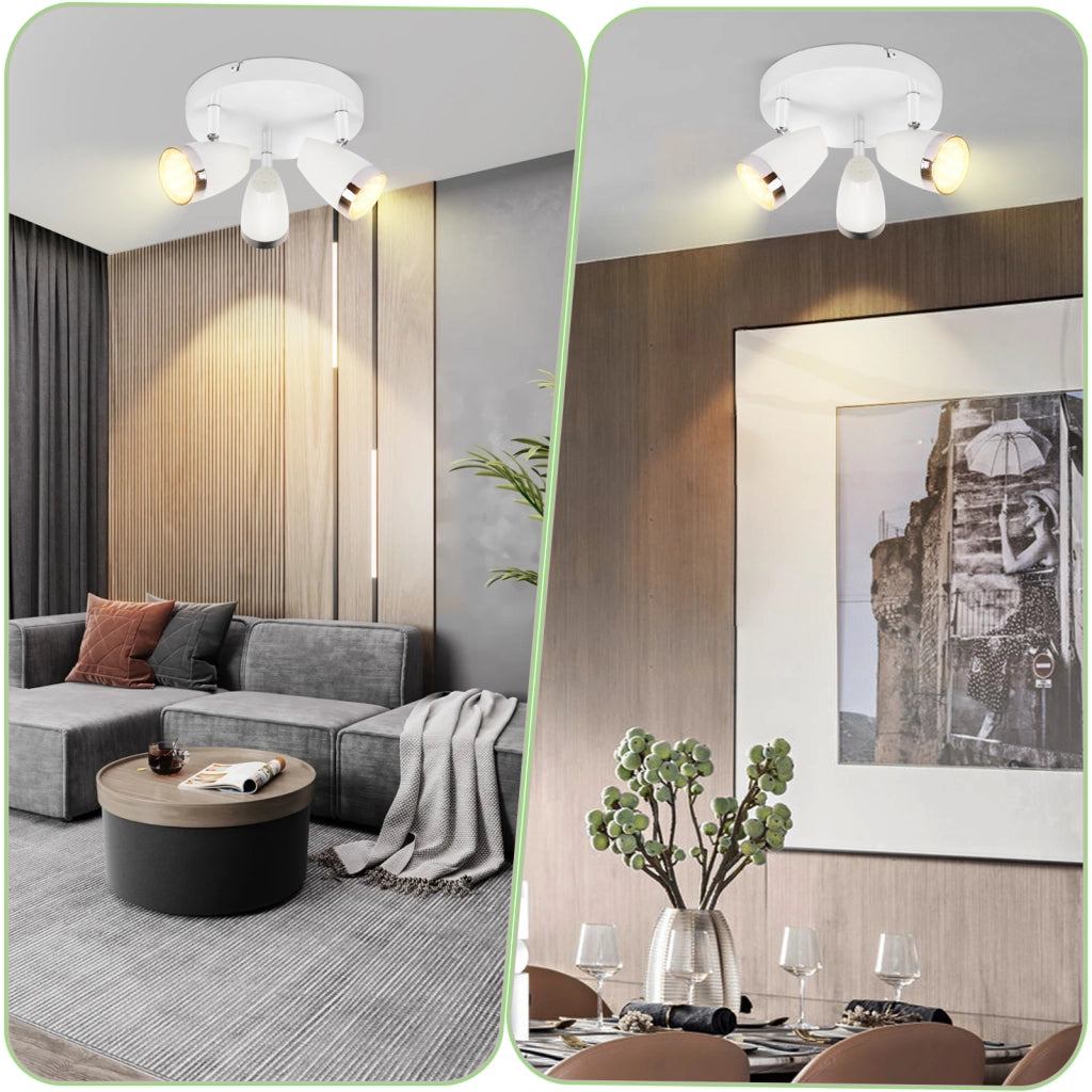 ZMH Faretto da soffitto a 3 luci da 12W orientabile a 350° Lampada da soffitto Soggiorno