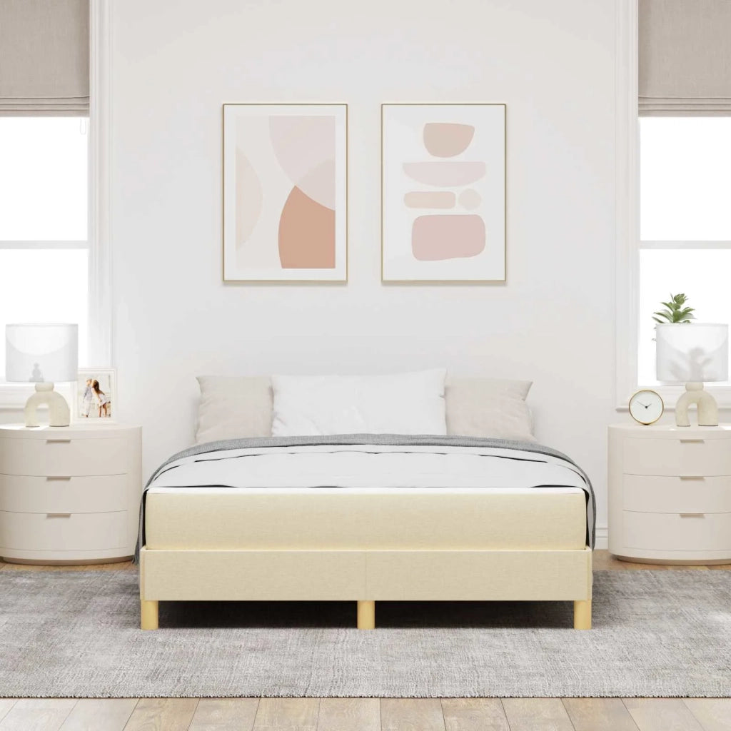 Letto a molle con materasso Crema 140 x 200 cm Tessuto