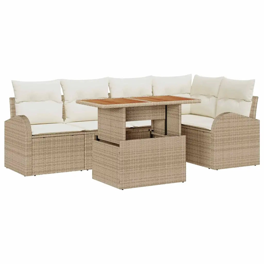 Set Divano da Giardino con cuscino 6 pcs beige e panna 3349588