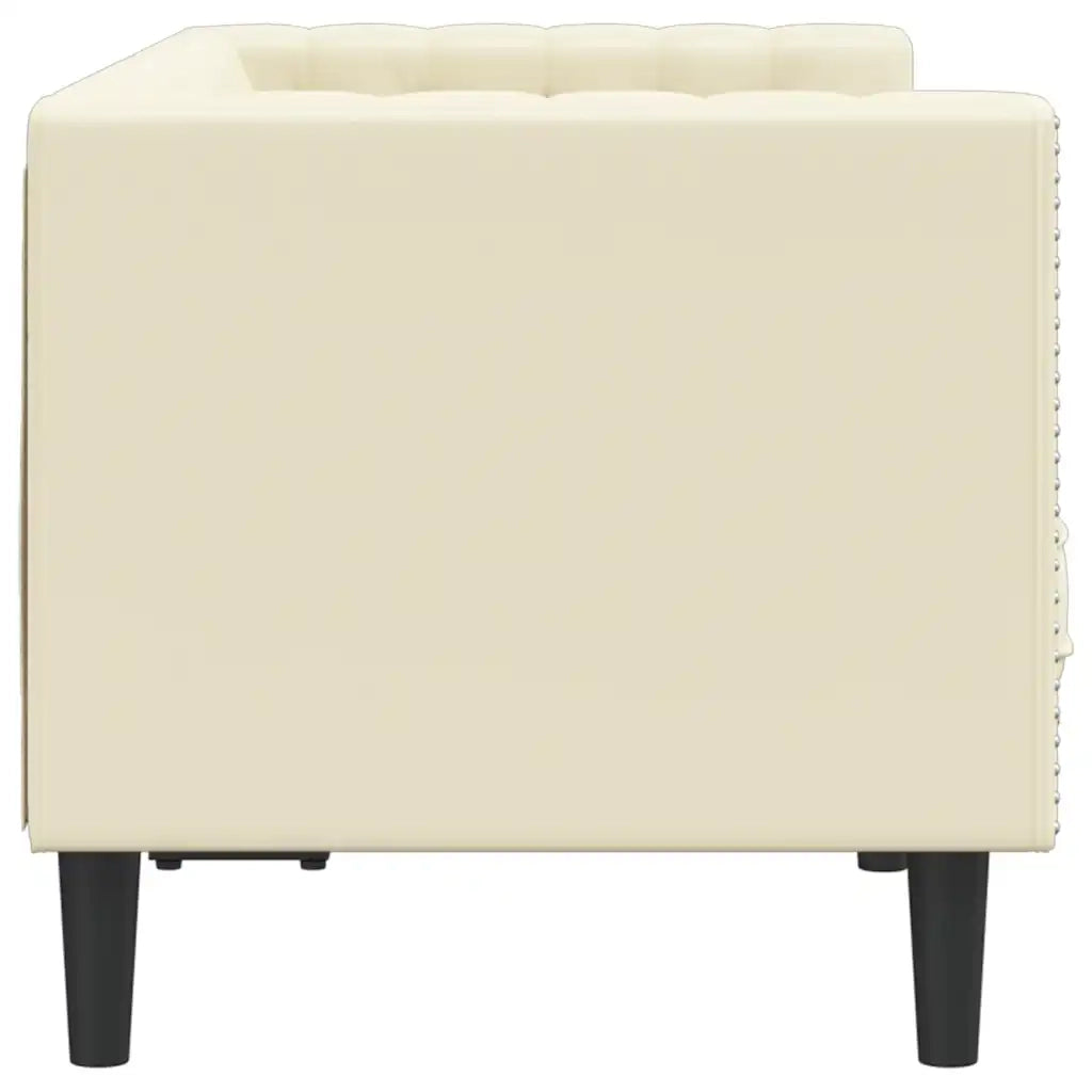 Divano Chesterfield a 2 Posti Crema in Similpelle 372660