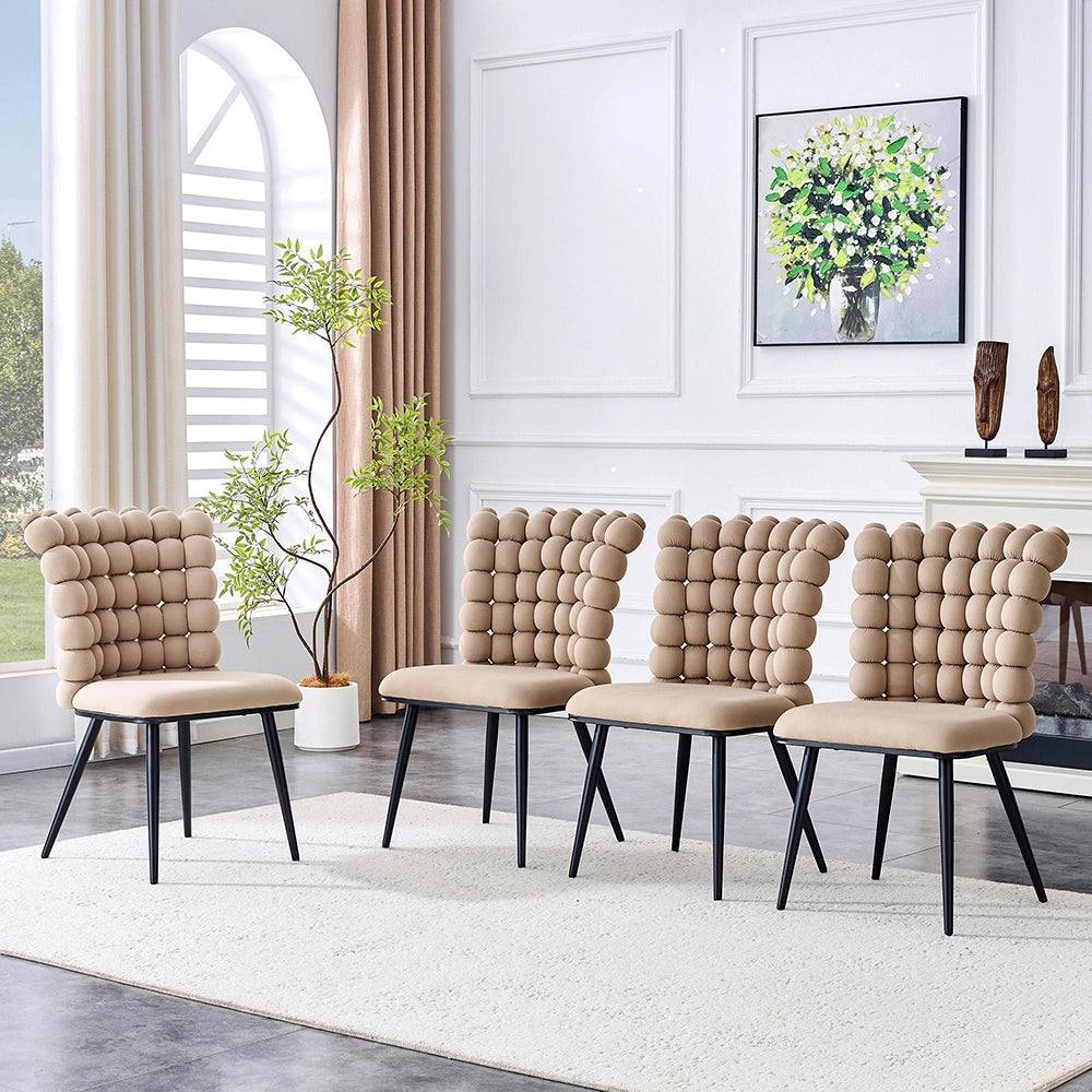 Set 2 sedie da pranzo - Xylo - velluto camel gambe nere