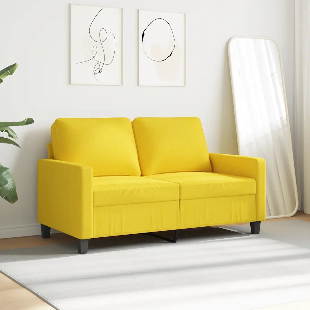 Divano a 2 Posti Giallo Chiaro 120 cm in Tessuto 359160