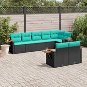 Set Divani da Giardino con Cuscini 8 pz Nero in Polyrattan 3226988