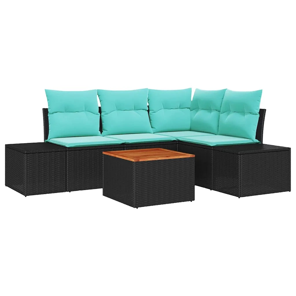 Set Divano da Giardino 5 pz Nero polyrattan 3347956