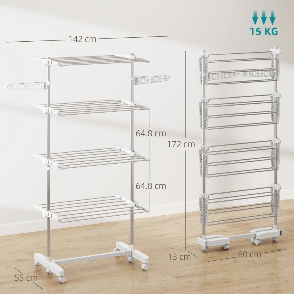 Stendino Pieghevole Verticale ¨C Minimal ¨C Acciaio e Plastica, 142x55x172 cm