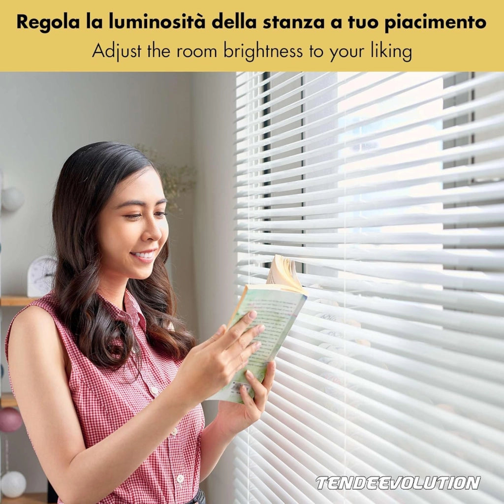 Tenda Veneziana Su Misura in Alluminio, Lamella da 25mm - Larghezza 2 x Altezza 2, Col. Beige 0285, Comando e Orientamento a Sinistra