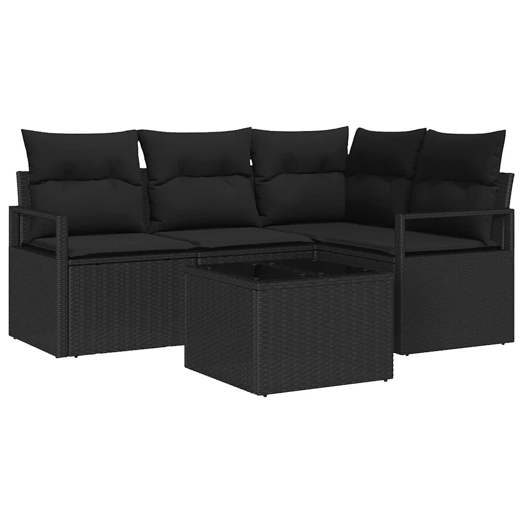 Set di divani 5 pcs Nero polyrattan