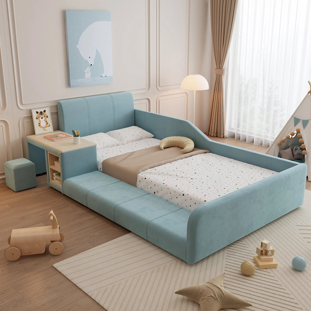 Letto bambini - Xylo - 90x200 cm scrivania blu
