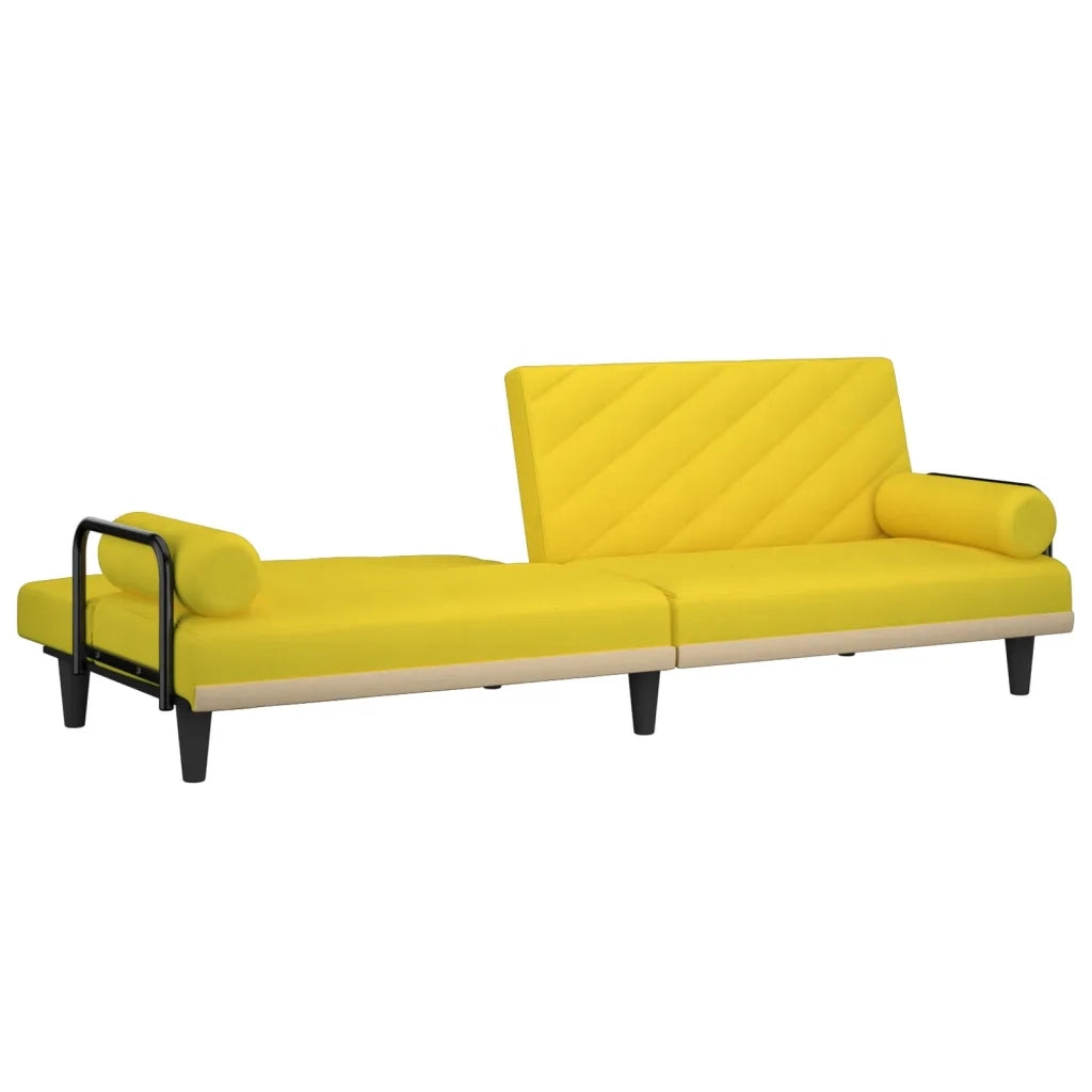 Divano Letto con Braccioli Giallo Chiaro in Tessuto 351935