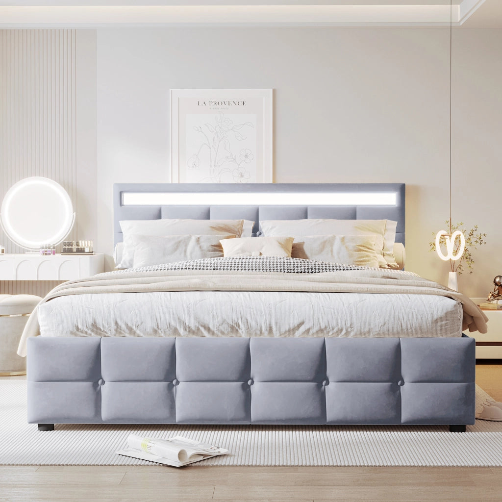 letto imbottito velluto olandese grigio 180 x 200 cm