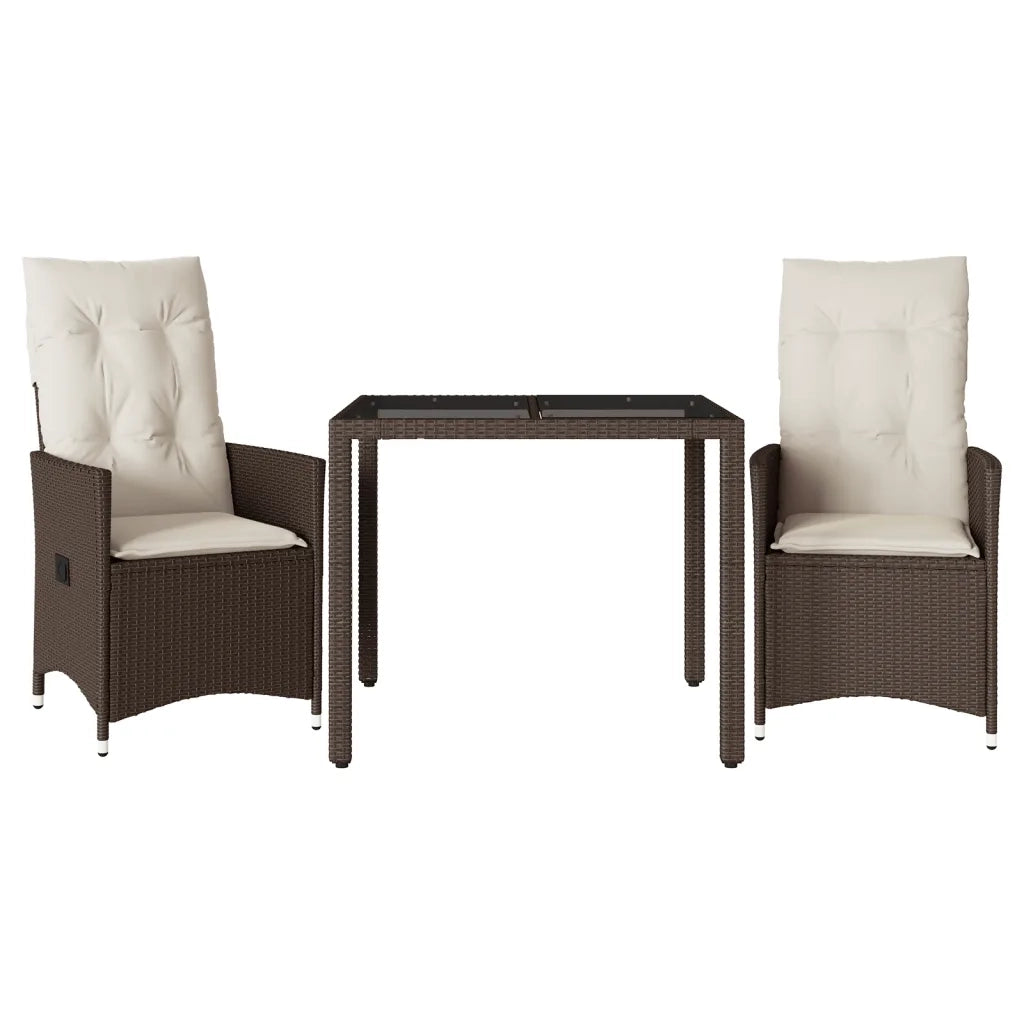 Set Bistrò 3 pz con Cuscini Marrone in Polyrattan 3276767
