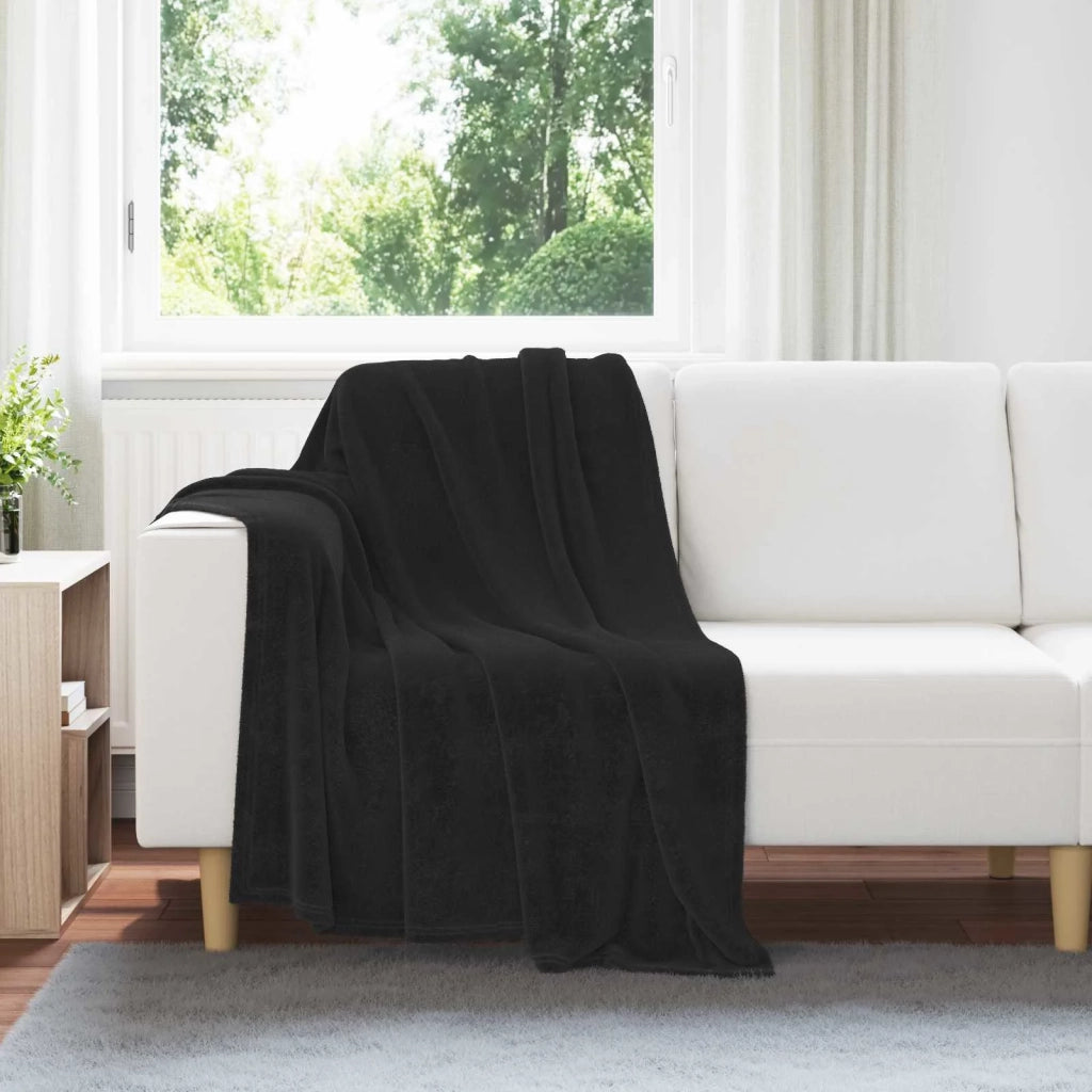 Coperte da Pile 6 pz Nero 130 x 150 cm Panno