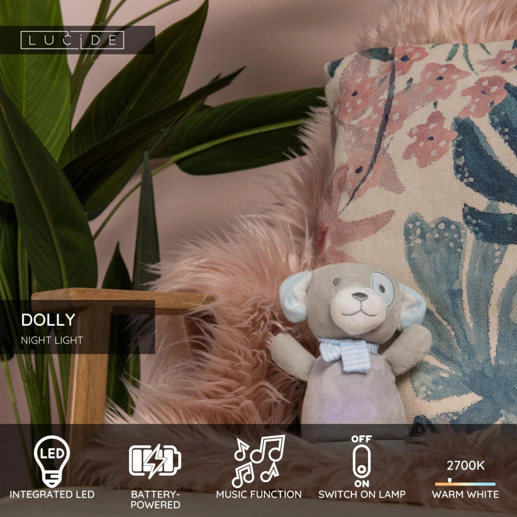 Lampada notturna bambini DOLLY cane grigio LED Lucide