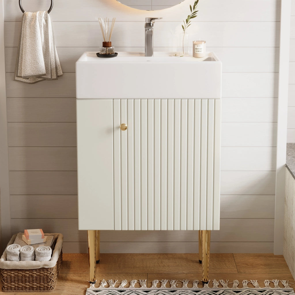 MOBILE BAGNO con lavabo 55 cm bianco in MDF da terra