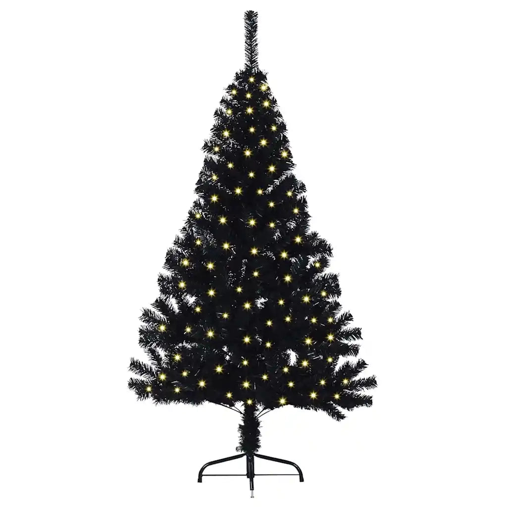 Albero di Natale artificiale con luci integrate Nero 120 cm PVC 3397111