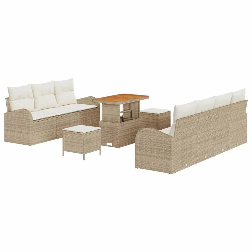 Set Divano da Giardino con cuscino 10 pcs Beige polyrattan 3362361