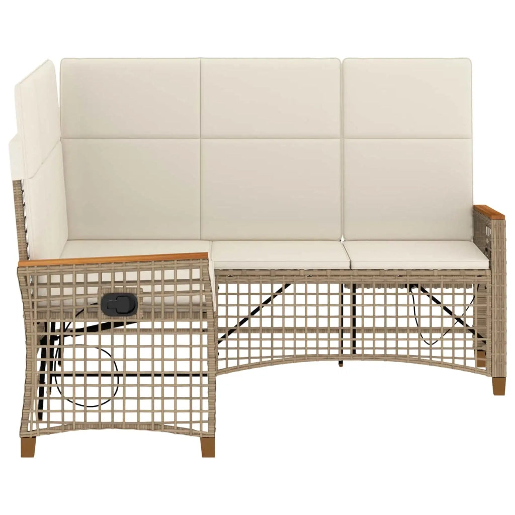 Set di Divani Recliner da Giardino Beige e Bianco Crema 42026826