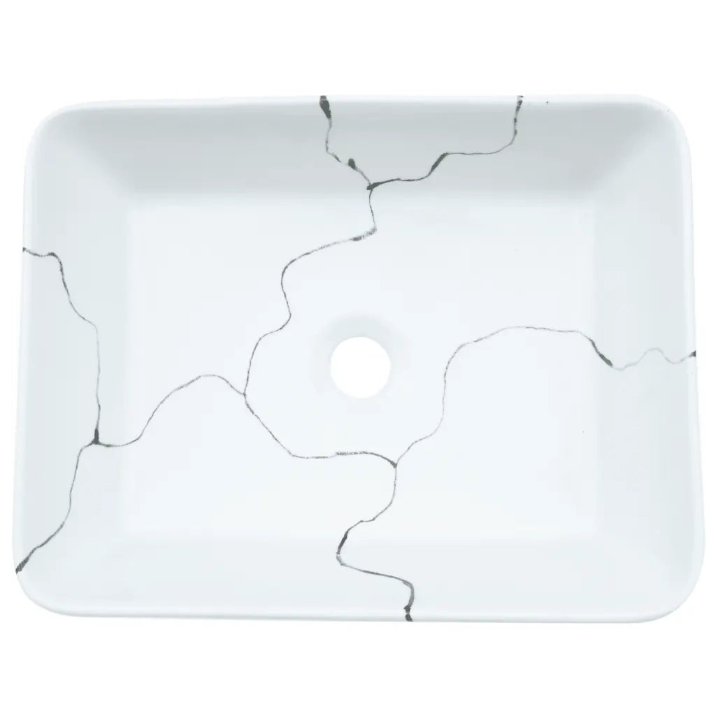 Lavabo da Appoggio-Lavandino-Lavello Bianco Rettangolare 46x35,5x13 cm Ceramica