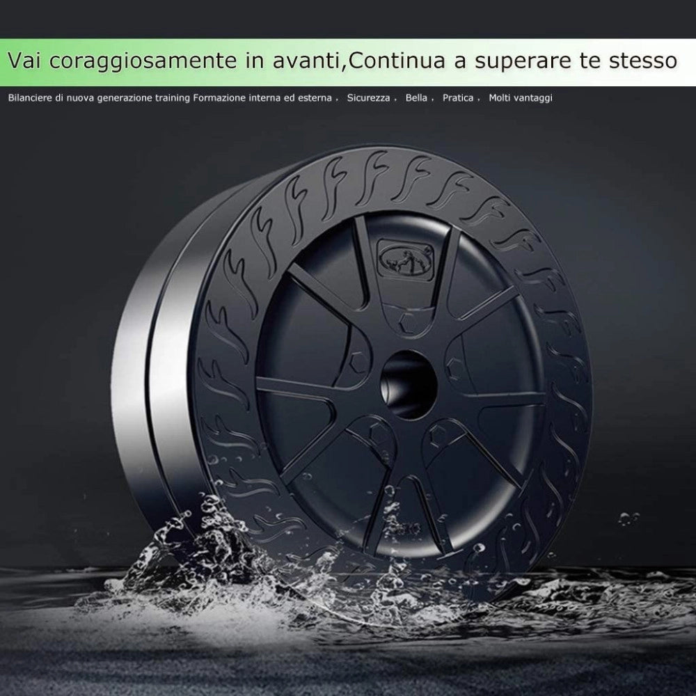 Trade Shop - Kit 2in1 Bilanciere + Manubri Con Pesi Regolabili Componibili Palestra Tot 10 Kg -