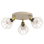Lampada da soffitto Parkla 3xE27 beige oro industriale