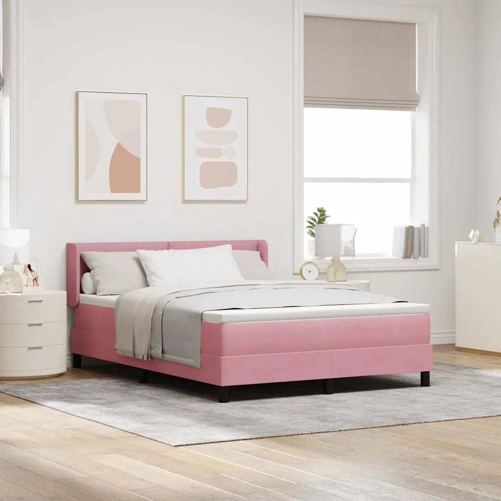 Letto a molle con materasso Rosa 200 x 140 cm Poliestere