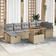 Set Divano da Giardino 8 pcs Beige polyrattan