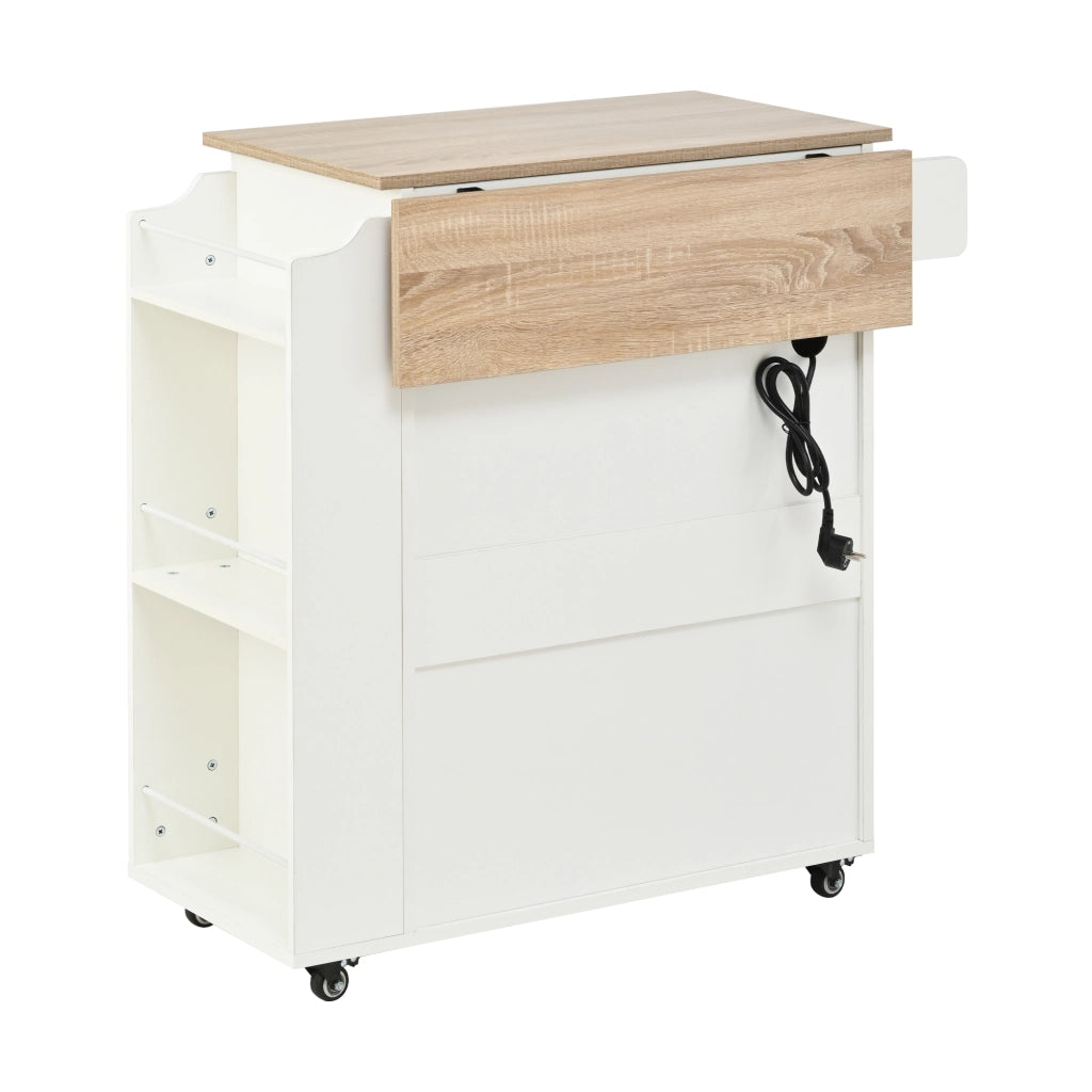 Isola da cucina mobile - Zephmum- con ripiano pieghevole, cassetto e ripiani