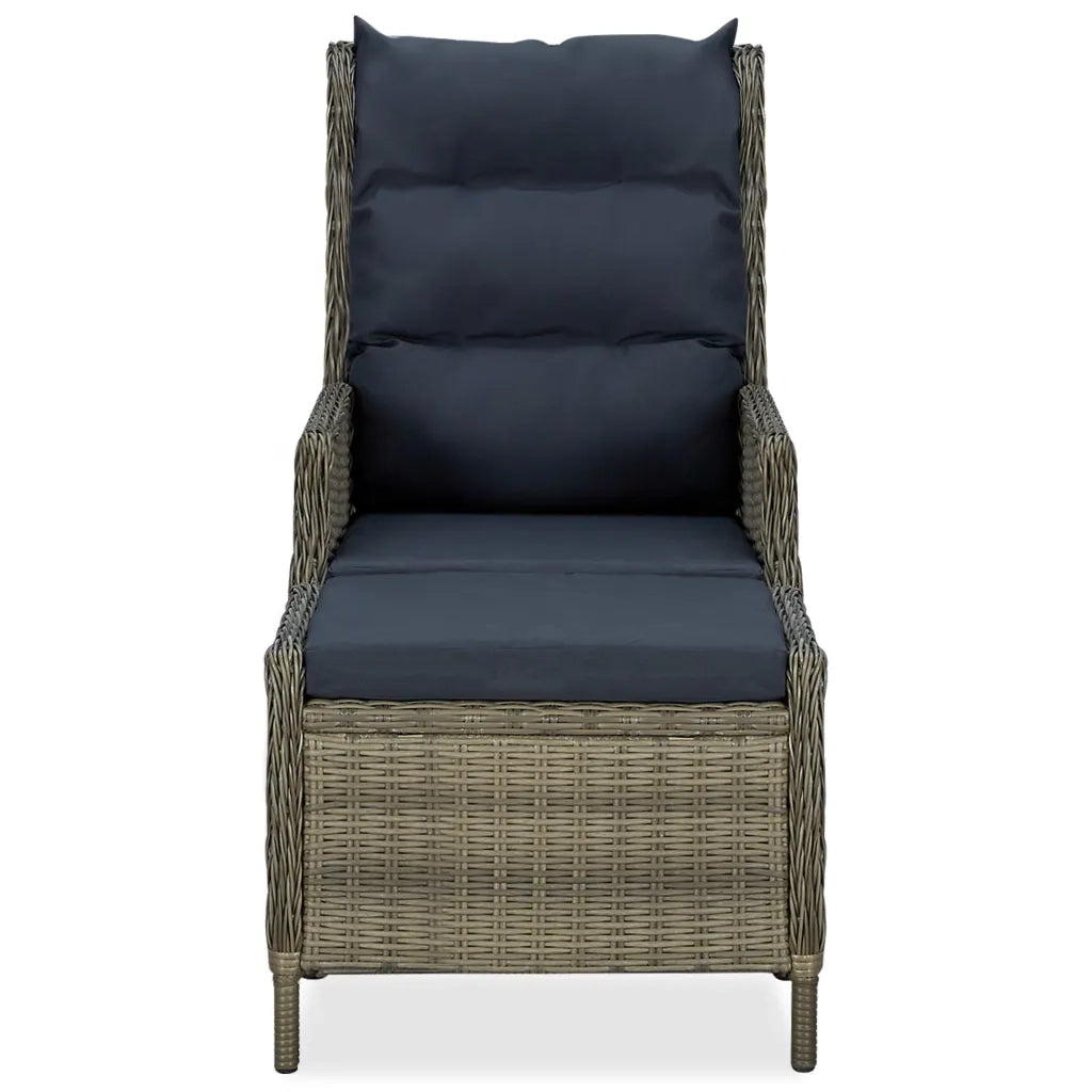 Sedia da Giardino Reclinabile con Pouf Polyrattan Marrone 313305