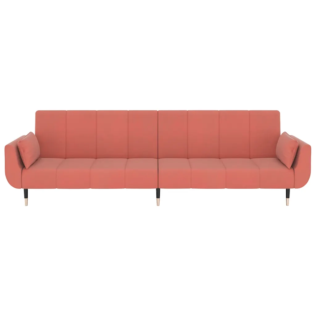 Divano Letto a 2 Posti con 2 Cuscini-Sofa Letto 2 Posti-Daybed Rosa in Velluto 204754